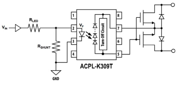 Schéma du circuit d'application - Broadcom Pilotes photovoltaïques automobiles ACPL-K309T